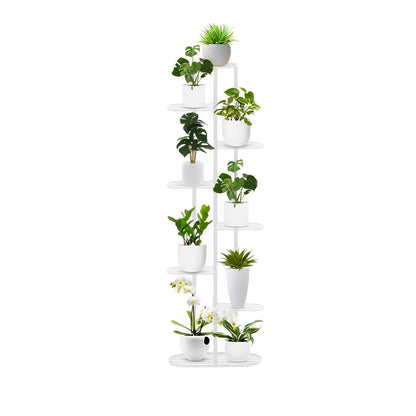 SOGA 8 Tier 9 Pots White Metal Plant Rack Flowerpot Storage Display Stand Holder Home Garden Decor • LUZ-FPotH36
