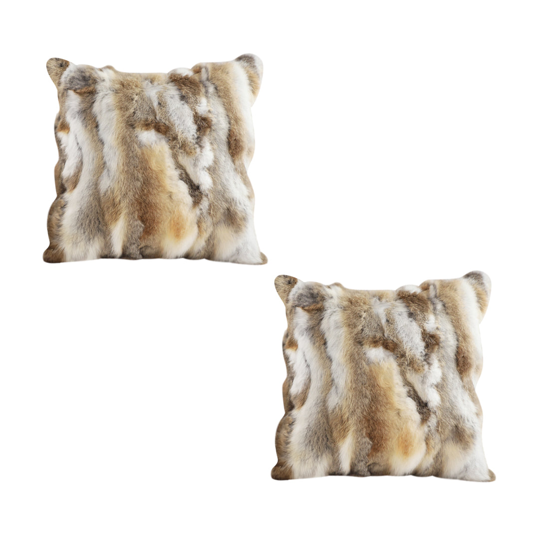 SOGA 2X 45cm Throw Pillow Coffee Rabbit Fur Square Warm Cozy Decorative Cushion Home Decor • LUZ-FrenchCushion310X2