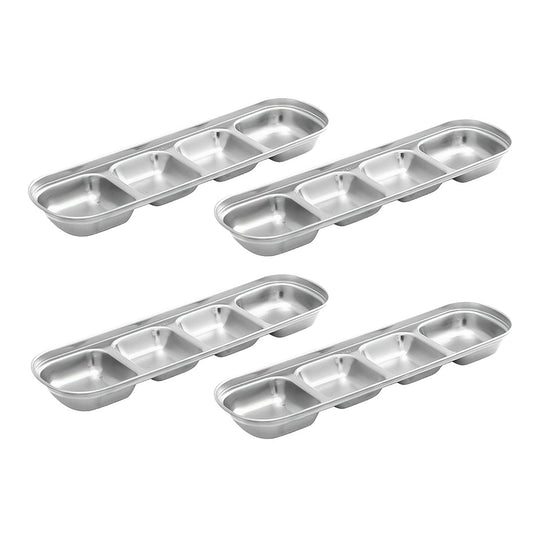 SOGA 26cm Silver Sauce Pan with four Compartments Divided Sauce Dish Kitchen Essential • LUZ-VICPlate48