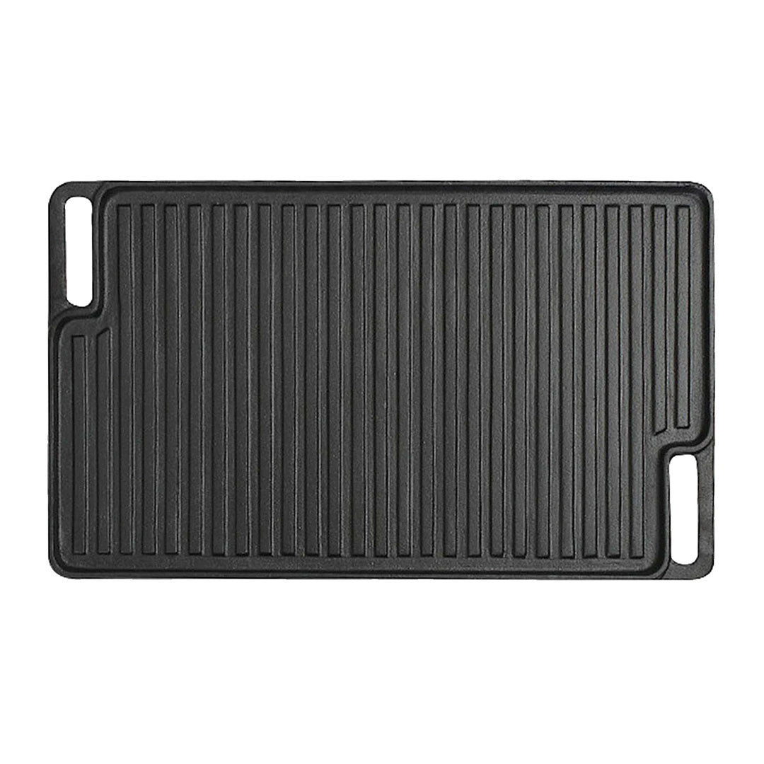 SOGA 45cm Rectangular Cast Iron Portable Fry BBQ Grill Plate Cooking Pan Tray with Handle • LUZ-ZPai039