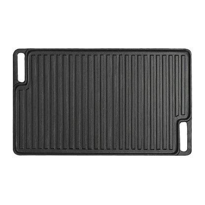 SOGA 45cm Rectangular Cast Iron Portable Fry BBQ Grill Plate Cooking Pan Tray with Handle • LUZ-ZPai039