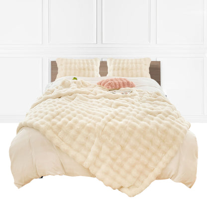 SOGA 200cm Creamy White Fur Fuzzy Super Soft and Cozy Fluffy Throw Blanket • LUZ-BlanketFur337