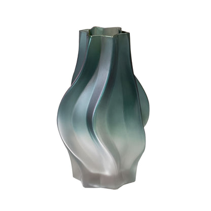 SOGA 27cm Glass Vase Blue with Beautiful glass Bubble Texture Art Vases • LUZ-GVaseBlu25