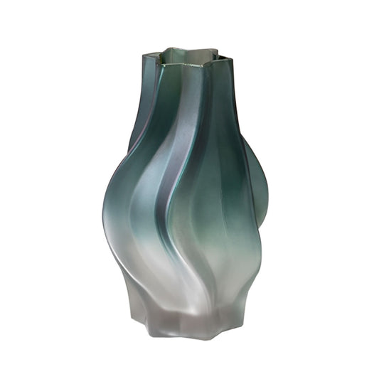 SOGA 27cm Glass Vase Blue with Beautiful glass Bubble Texture Art Vases • LUZ-GVaseBlu25