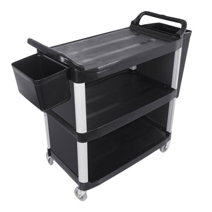 SOGA 3 Tier Covered Food Trolley Food Waste Cart Storage Mechanic Kitchen with Bins • LUZ-FoodCart1515WithBins