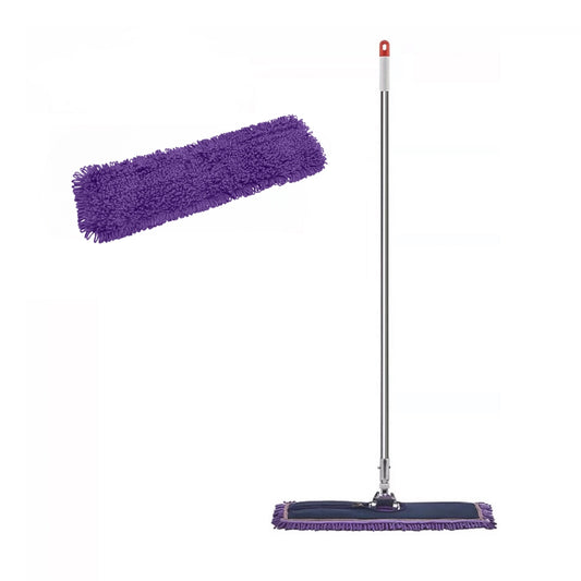 SOGA 90cm Purple Microfiber Flat Mop Floor Cleaning Pads Rotating Dust Remover • LUZ-MopCof90