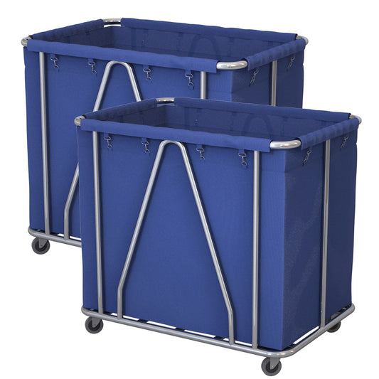 SOGA 2X Stainless Steel Commercial Large Soiled Linen Laundry Trolley Cart with Wheels Blue • LUZ-Soga057BX2