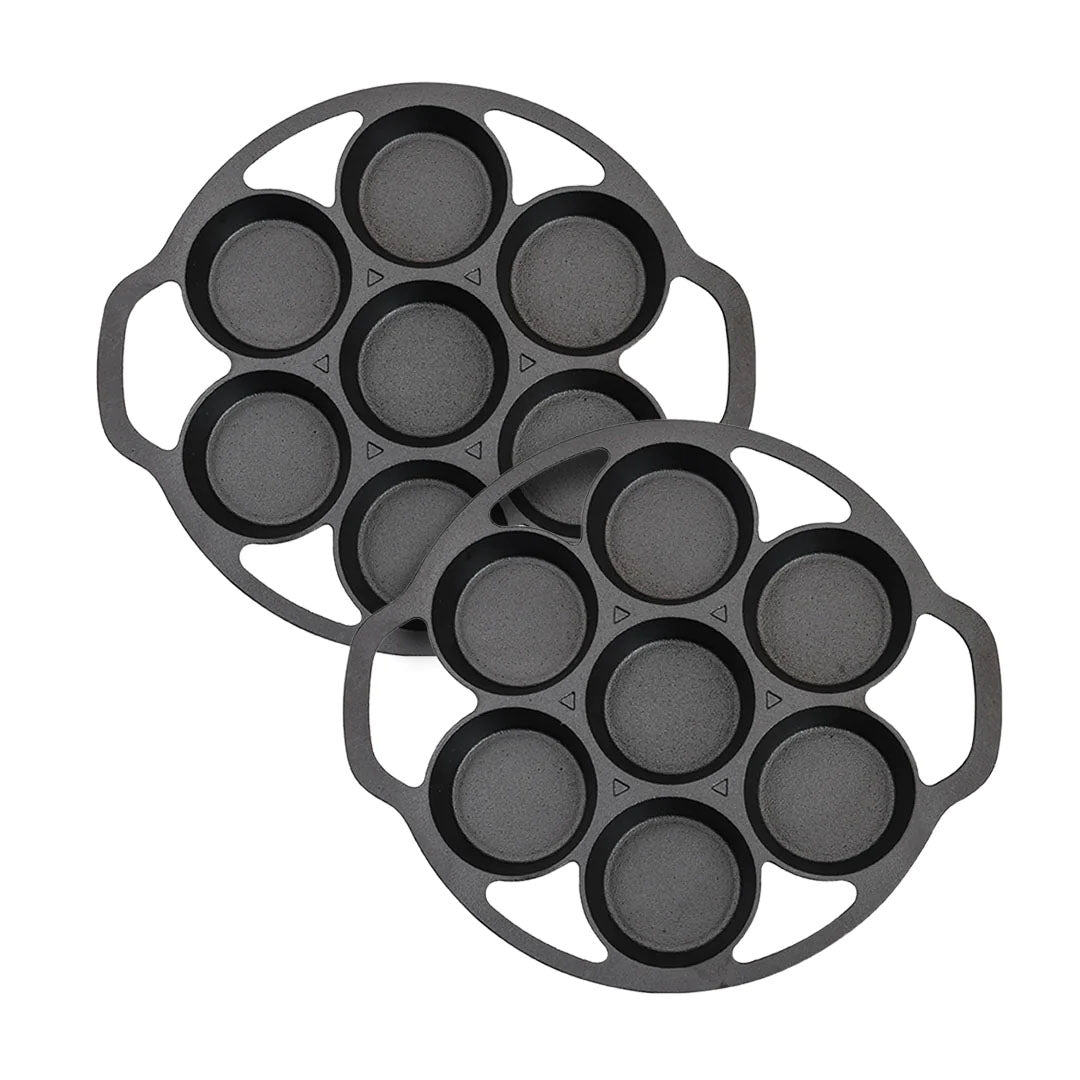 SOGA 2X 32cm Cast Iron Takoyaki Fry Pan Octopus Balls Maker 7 Hole Cavities Grill Mold • LUZ-ZPai014X2
