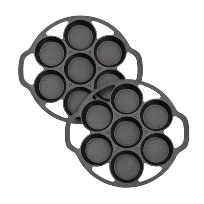 SOGA 2X 32cm Cast Iron Takoyaki Fry Pan Octopus Balls Maker 7 Hole Cavities Grill Mold • LUZ-ZPai014X2