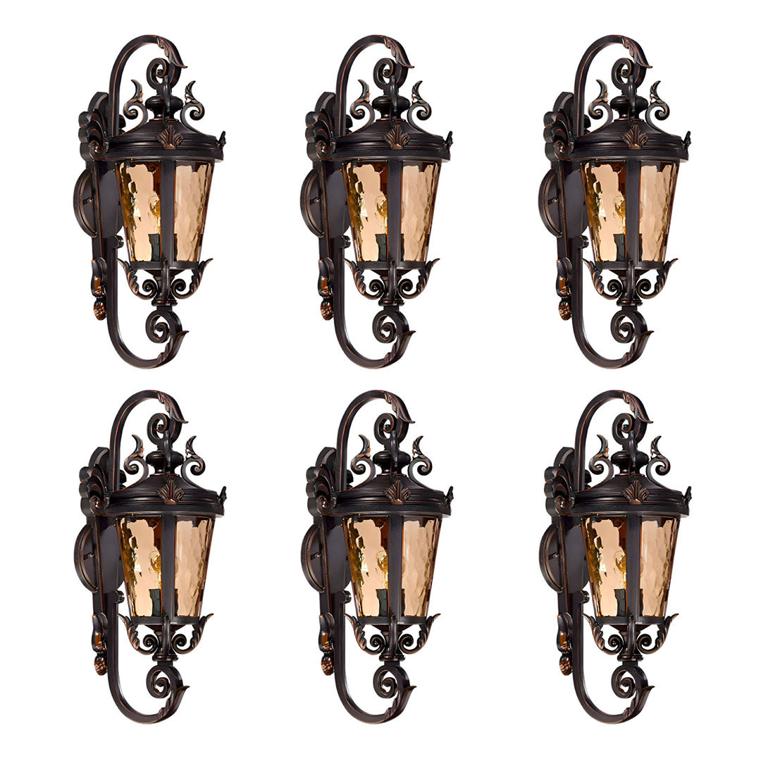Vintage Lantern 6X 70cm Aluminum & Glass Wall Light Classic Lantern Design Elegant Outdoor Antique Inspired Wall Lamp • LUZ-Lamp58499MedX6