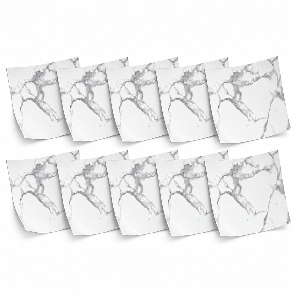 SOGA Peel & Stick Floor and Wall Tiles 60 x 60cm 10 Pack White Grey Faux Marble • LUZ-TileCZA054Lge