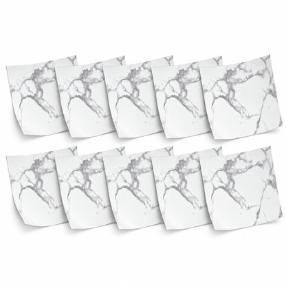 SOGA Peel & Stick Floor and Wall Tiles 60 x 60cm 10 Pack White Grey Faux Marble • LUZ-TileCZA054Lge