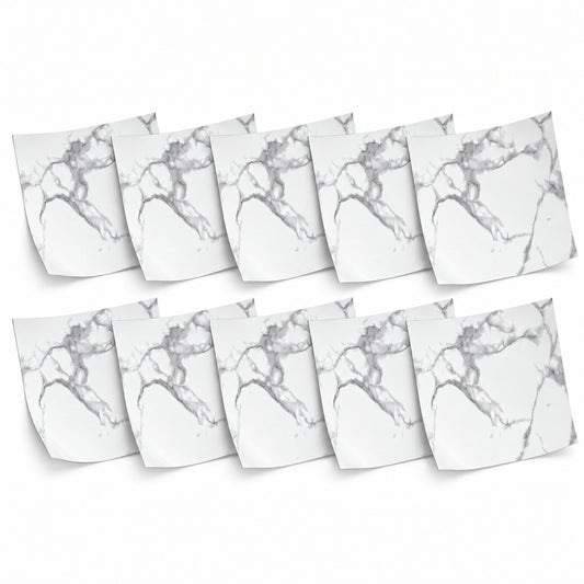 SOGA Peel & Stick Floor and Wall Tiles 60 x 60cm 10 Pack White Grey Faux Marble • LUZ-TileCZA054Lge