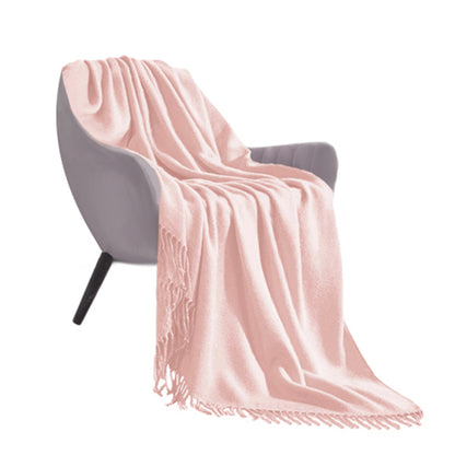 SOGA Pink Acrylic Knitted Throw Blanket Solid Fringed Warm Cozy Woven Cover Couch Bed Sofa Home Decor • LUZ-Blanket915