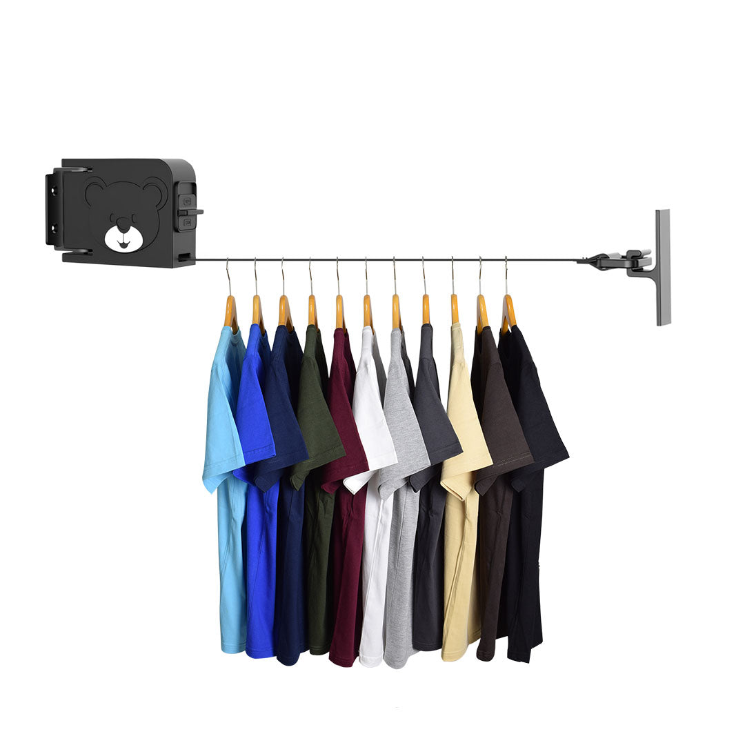 SOGA 160mm Wall-Mounted Clothes Line Dry Rack Retractable Space-Saving Foldable Hanger Black • LUZ-BSLY06
