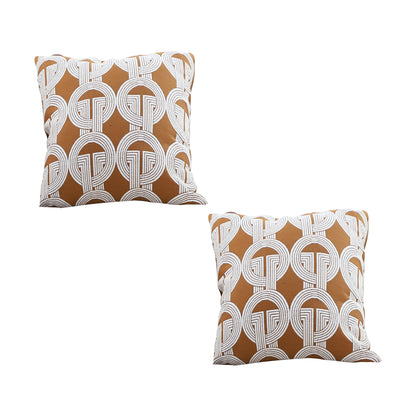 SOGA 2X 45cm Brown Circular Chain Jacquard Square Pillow Decorative Cushion for Living Room • LUZ-FrenchCushion287X2