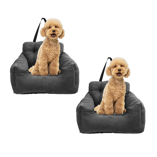 SOGA 2X Grey Pet Car Seat Sofa Safety Soft Padded Portable Travel Carrier Bed • LUZ-CarPet123X2