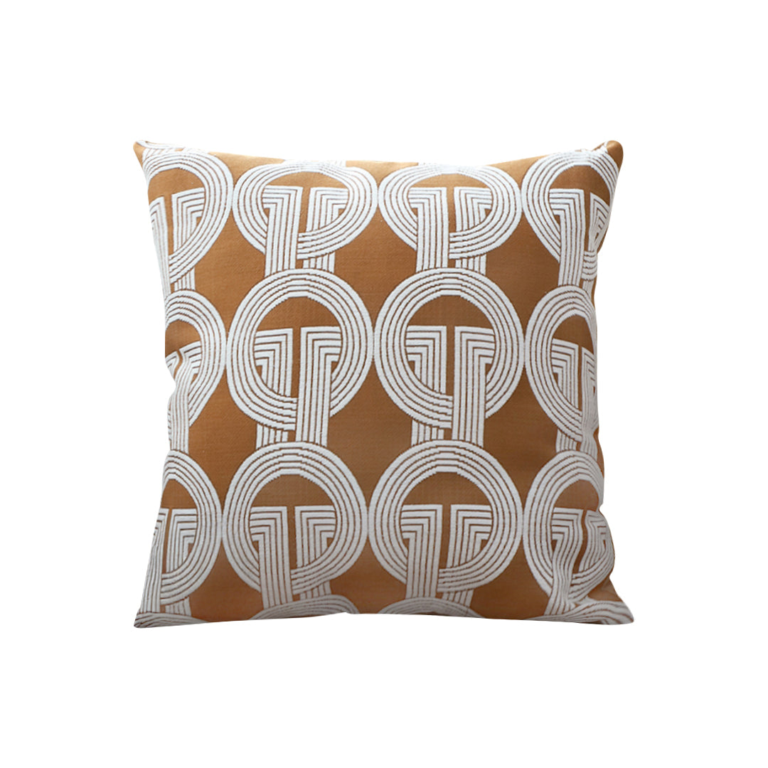 SOGA 50cm Throw Pillow Brown Circular Chain Jacquard  Decorative Square for Home Decor • LUZ-FrenchCushion335