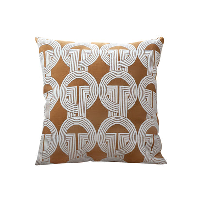 SOGA 50cm Throw Pillow Brown Circular Chain Jacquard  Decorative Square for Home Decor • LUZ-FrenchCushion335