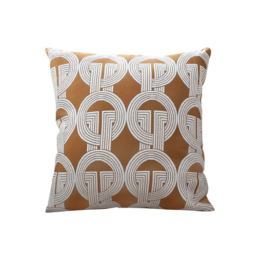 SOGA 50cm Throw Pillow Brown Circular Chain Jacquard  Decorative Square for Home Decor • LUZ-FrenchCushion335