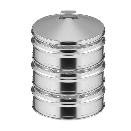 SOGA 3 Tier Stainless Steel Steamers With Lid Work inside of Basket Pot Steamers 25cm • LUZ-Steamer25CM2320-3