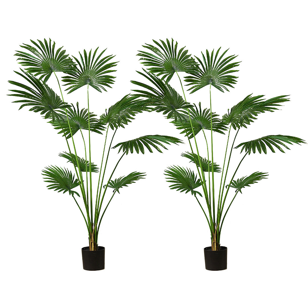 SOGA 2X 180cm Artificial Natural Green Fan Palm Tree Fake Tropical Indoor Plant Home Office Decor • LUZ-APlantSKS18010X2