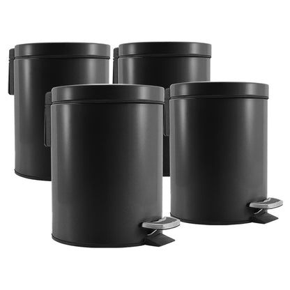 SOGA 4X Foot Pedal Stainless Steel Rubbish Recycling Garbage Waste Trash Bin Round 12L Black • LUZ-RubbishBinRound12LBlackX4