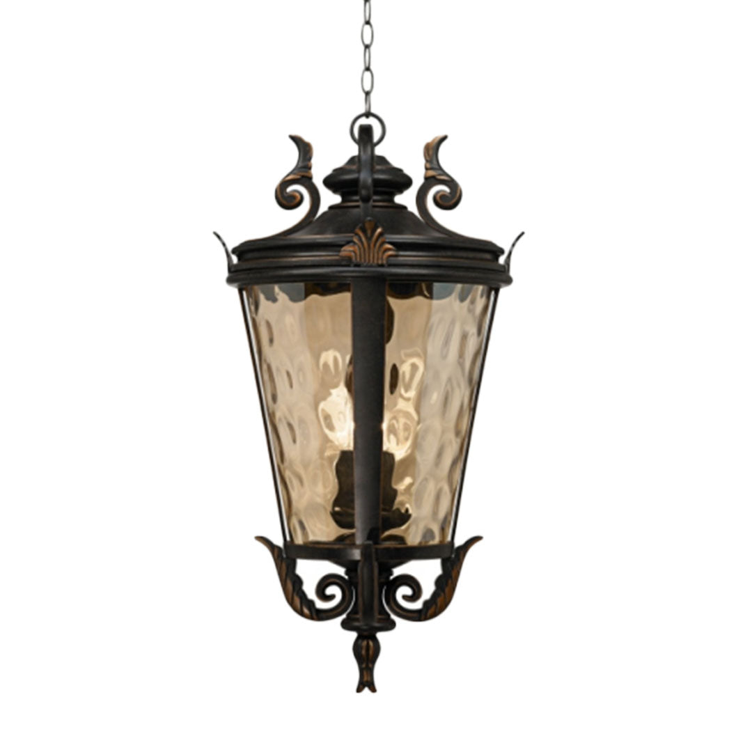 Vintage Lamp 60.3cm Aluminum & Glass Lantern Elegant Chandelier Style Classic Hanging Light Antique-Inspired Design • LUZ-Lamp584HangMed