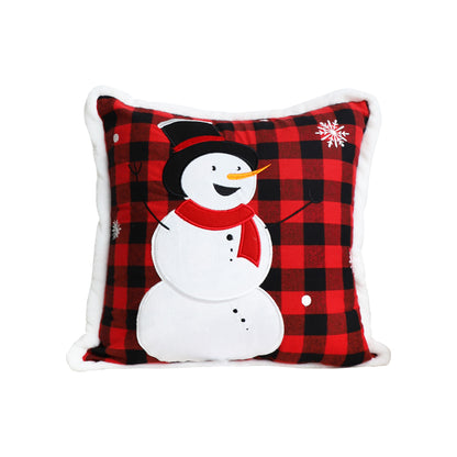 SOGA 45cm Throw Pillow Red Christmas Snowman Square Cushion for Festive Holiday Winter Home Decor LUZ-FrenchCushion275