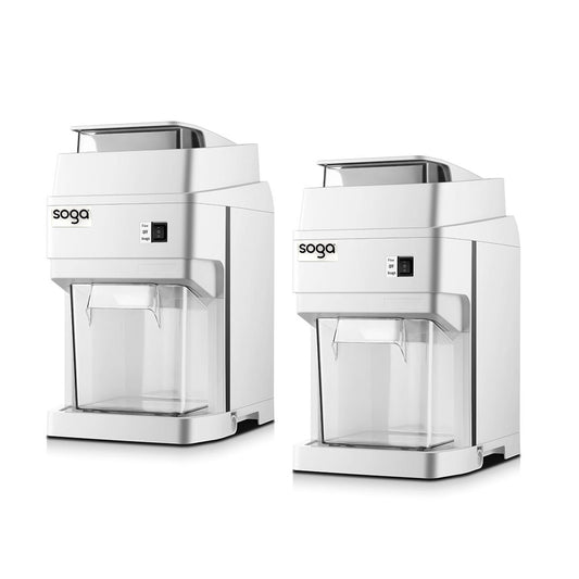 SOGA 2X 300 Watts Electric Ice Shaver Crusher Slicer Snow Cone Maker Commercial Tabletop Machine 120kgs/h White • LUZ-CommercialElectricIceShaver288X2