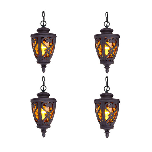 Vintage Lamp 4X 48cm  Aluminum Glass Lantern Chandelier for Home Decor • LUZ-Lamp301HangX4