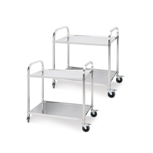 SOGA 2X 2 Tier 85x45x90cm Stainless Steel Kitchen Dining Food Cart Trolley Utility Medium • LUZ-FoodCart1005X2