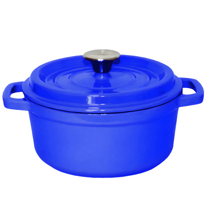 SOGA Cast Iron 24cm Enamel Porcelain Stewpot Casserole Stew Cooking Pot With Lid 3.6L Blue • LUZ-Stewpot24cmBlue