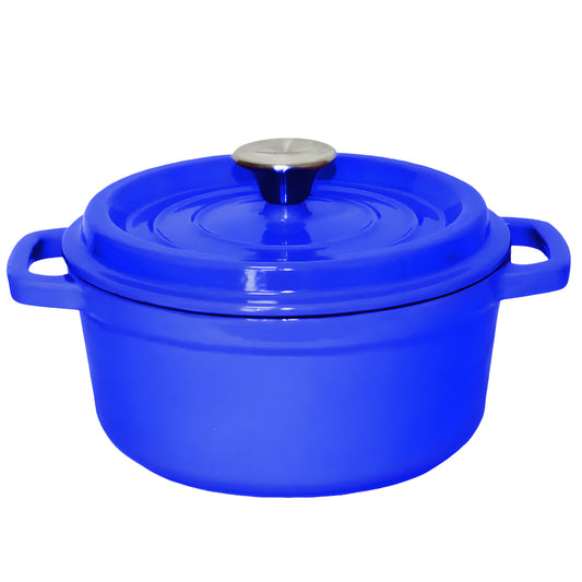 SOGA Cast Iron 24cm Enamel Porcelain Stewpot Casserole Stew Cooking Pot With Lid 3.6L Blue • LUZ-Stewpot24cmBlue