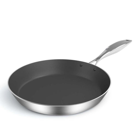 SOGA Stainless Steel Fry Pan 22cm Frying Pan Induction FryPan Non Stick Interior • LUZ-FryPanNS286922CM