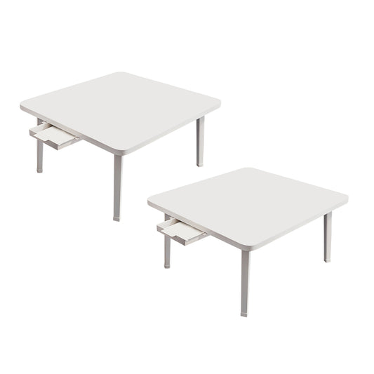 SOGA 2X White Portable Floor Table Small Square Space-Saving Mini Desk Home Decor • LUZ-FloorTable501X2