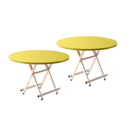 SOGA 2X Yellow Dining Table Portable Round Surface Space Saving Folding Desk Home Decor • LUZ-TableRD725X2