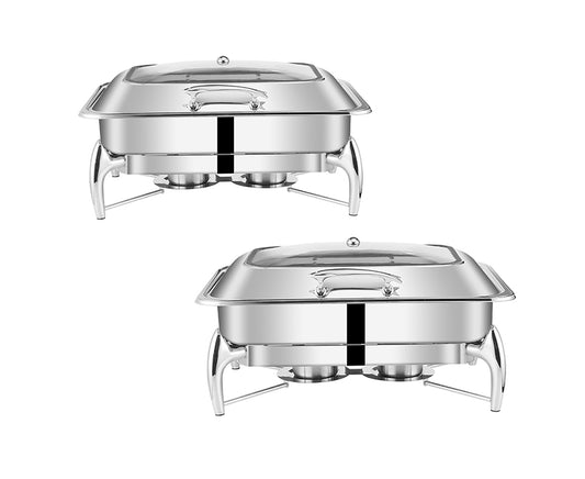 SOGA 2X Stainless Steel Rectangular Chafing Dish Tray Buffet Cater Food Warmer Chafer with Top Lid • LUZ-ChafingDish2103X2