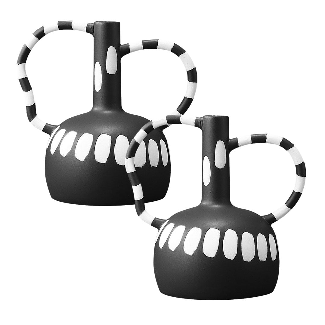 SOGA 2X 26.5x17cm Ornament Vase with Polka Dot Handicraft Decorations in Living Room Home Decor • LUZ-Ornament2917X2