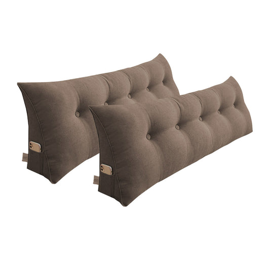 SOGA 2X 100cm Coffee Triangular Wedge Bed Pillow Headboard Backrest Bedside Tatami Cushion Home Decor • LUZ-PillowFab100CoffeeX2