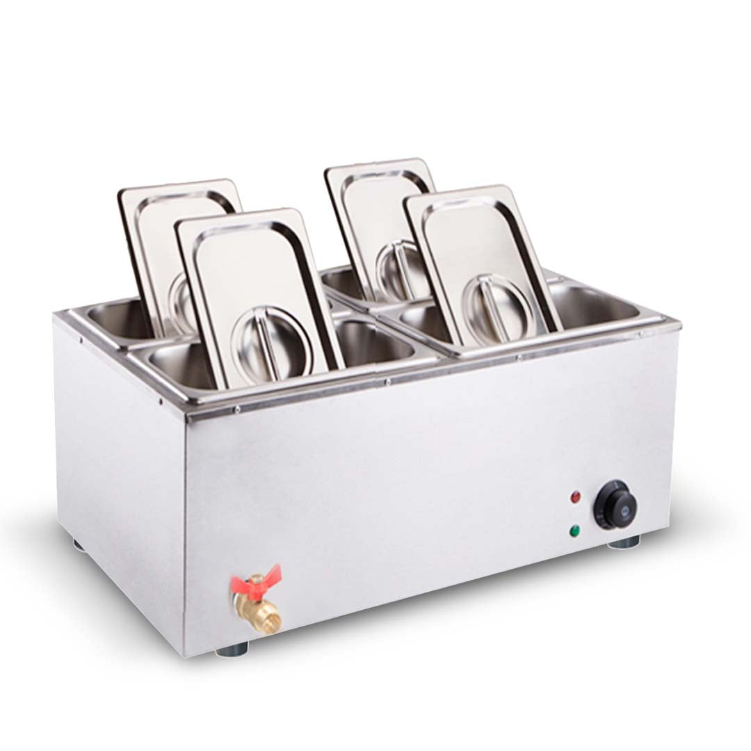 SOGA Stainless Steel 4 X 1/2 GN Pan Electric Bain-Marie Food Warmer with Lid • LUZ-FoodWarmer742