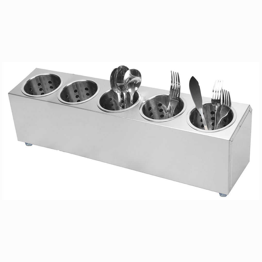SOGA 18/10 Stainless Steel Commercial Conical Utensils Cutlery Holder with 5 Holes • LUZ-CutleryHolder4603