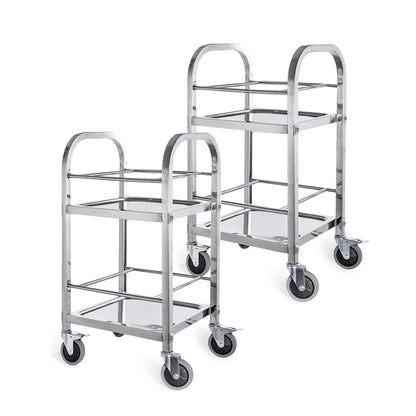 SOGA 2X 2 Tier 500x500x950 Stainless Steel Square Tube Drink Wine Food Utility Cart • LUZ-FoodCart1215X2