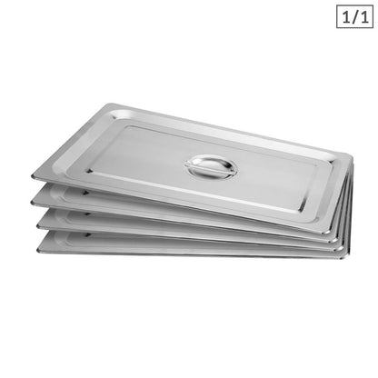 SOGA 4X Gastronorm GN Pan Lid Full Size 1/1 Stainless Steel Tray Top Cover • LUZ-GP5501-JLID1F-X4