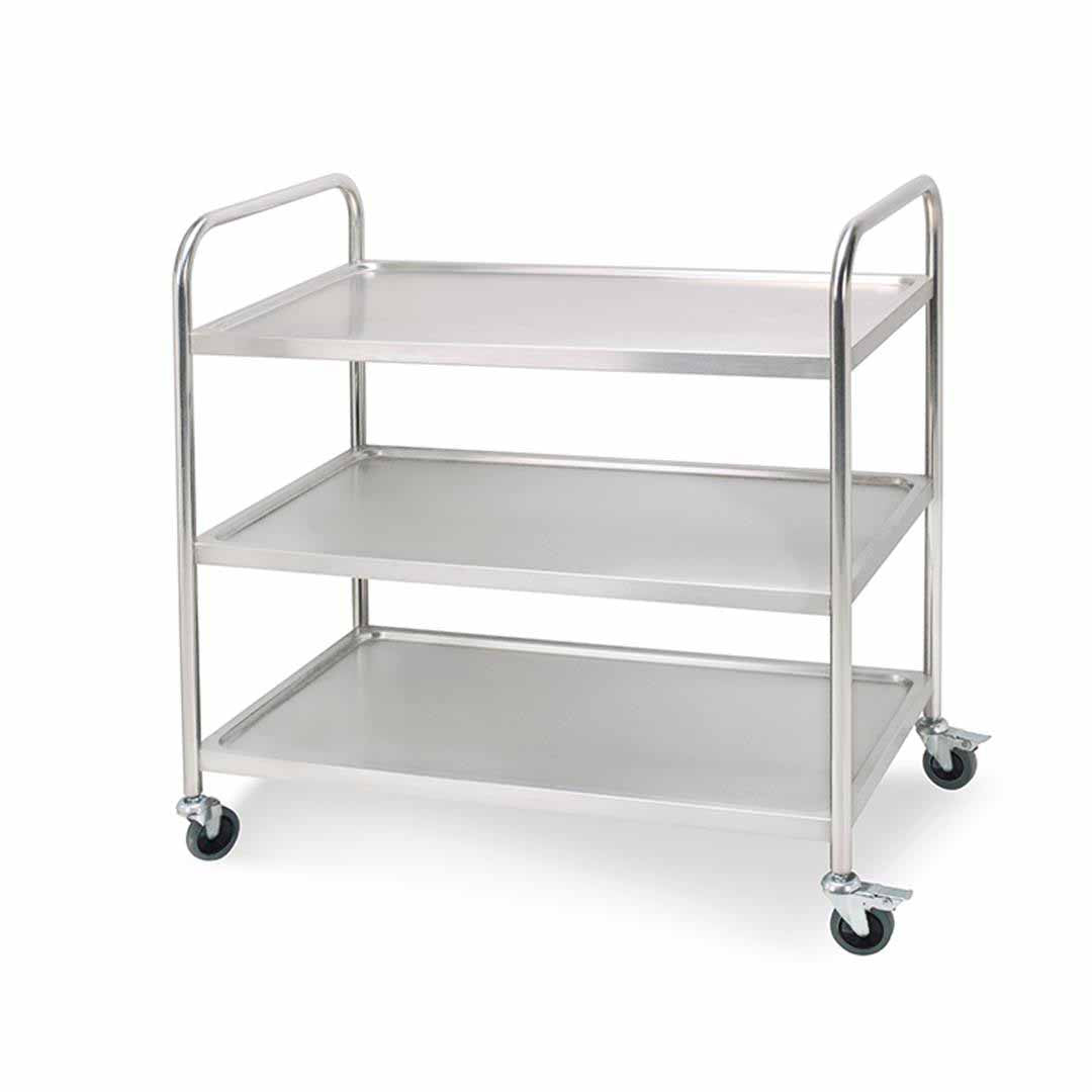 SOGA 3 Tier 86x54x94cm Stainless Steel Kitchen Dinning Food Cart Trolley Utility Round Large • LUZ-FoodCart1101