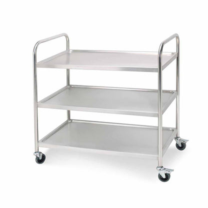 SOGA 3 Tier 86x54x94cm Stainless Steel Kitchen Dinning Food Cart Trolley Utility Round Large • LUZ-FoodCart1101