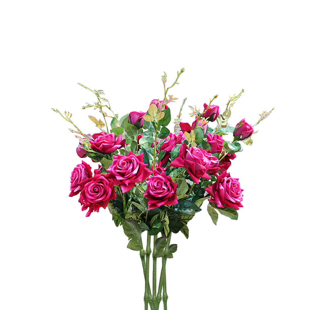 SOGA 8 Bunch Artificial Silk Rose 5 Heads Flower Fake Bridal Bouquet Table Decor Pink • LUZ-HO-F008