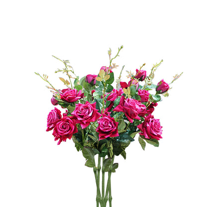 SOGA 8 Bunch Artificial Silk Rose 5 Heads Flower Fake Bridal Bouquet Table Decor Pink • LUZ-HO-F008