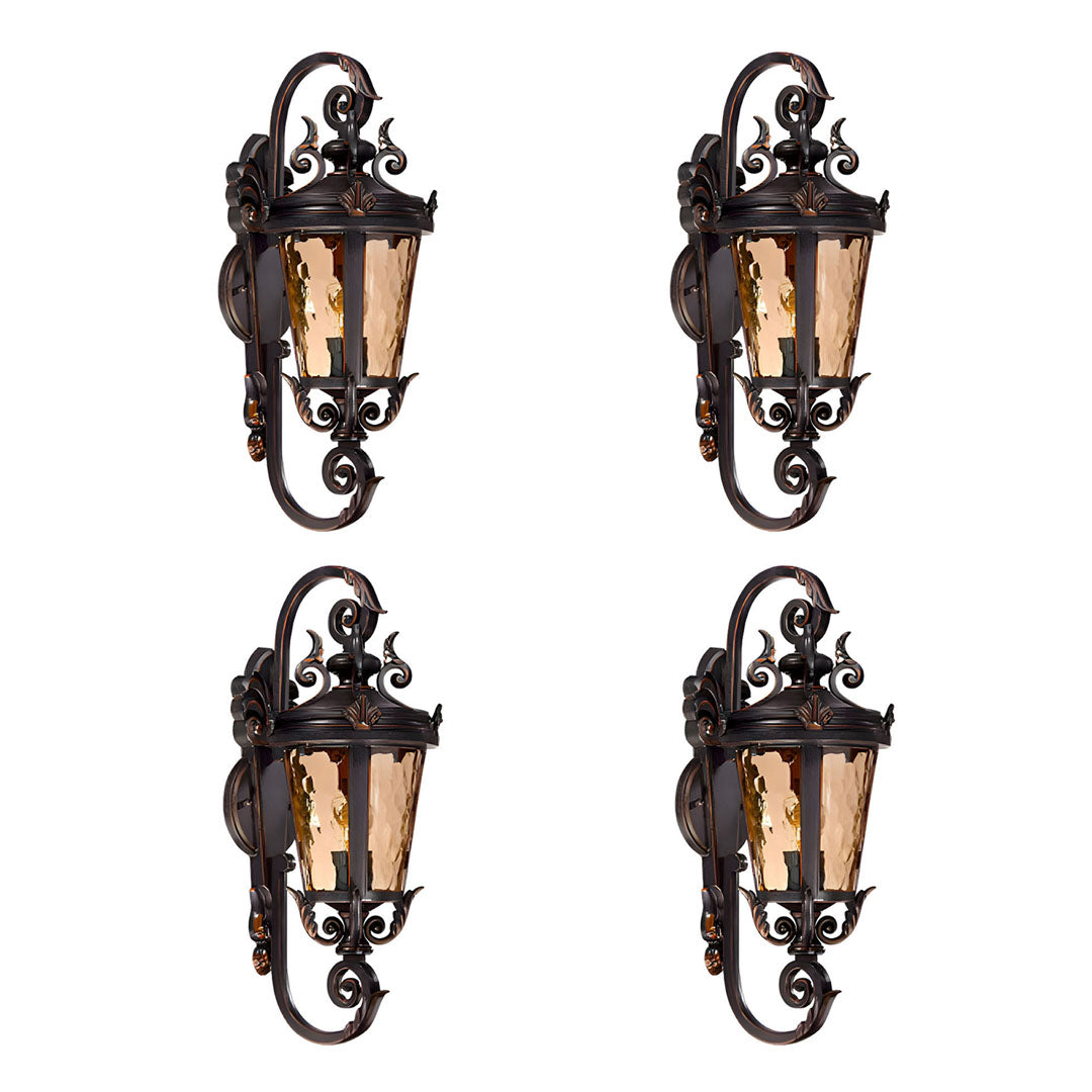 Vintage Lantern 4X 70cm Aluminum & Glass Wall Light Classic Lantern Design Elegant Outdoor Antique Inspired Wall Lamp • LUZ-Lamp58499MedX4