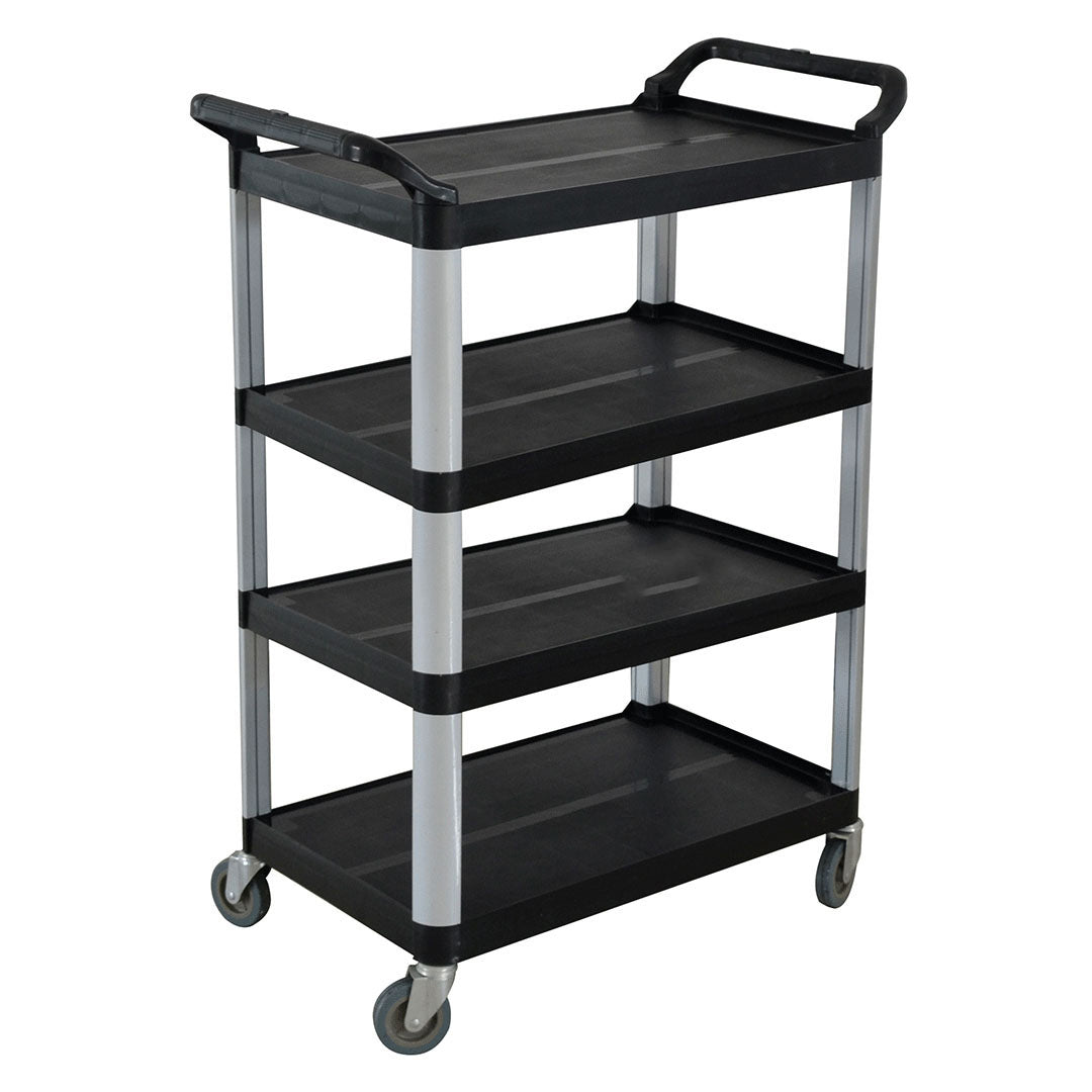 SOGA 4 Tier Food Trolley Portable Kitchen Cart Multifunctional Big Utility Service with wheels 950x500x1270mm Black • LUZ-FoodCart1519AB